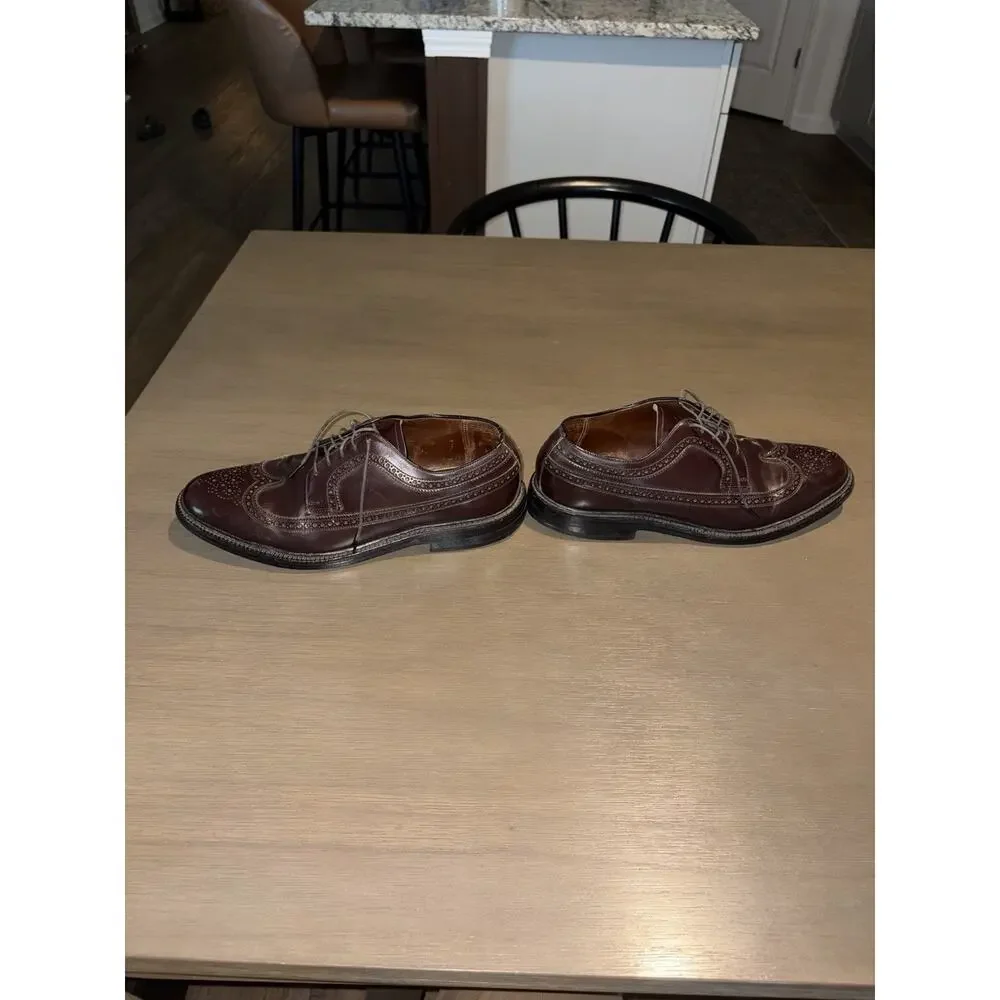Men’s 9.5 Brown Leather Wingtip Derby Brogue Dress Shoes Oxford Style